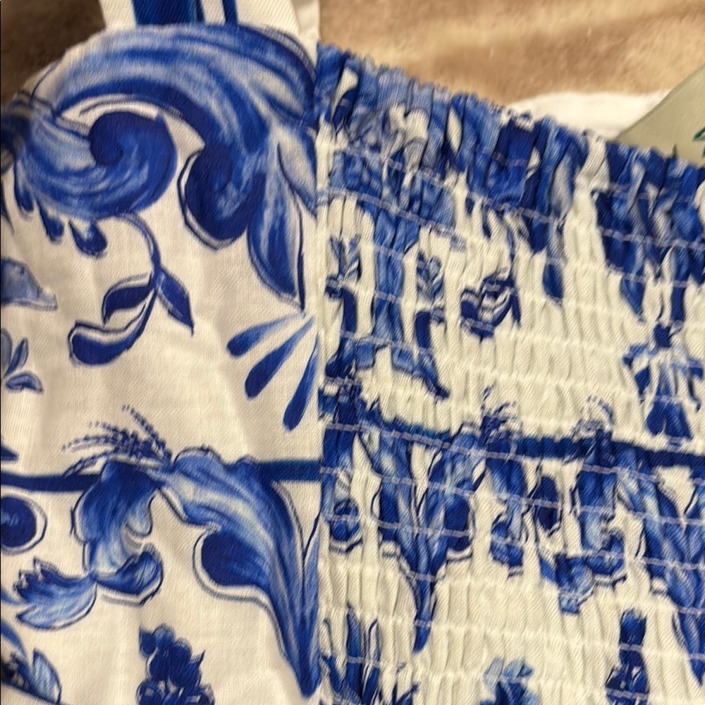 FARM Rio Blue and White Porcelain Print Romper - Picture 5 of 6